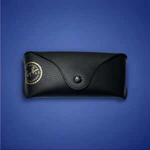 Ray-Ban Sunglasses Case Unisex, Black, Hard Shell Snap Closure With Cloth Gold